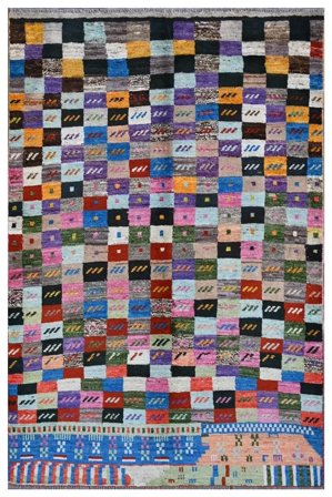 Handgeknüpft Berber Colourful 118X186 Wollteppich Schwarz/Rot Klein