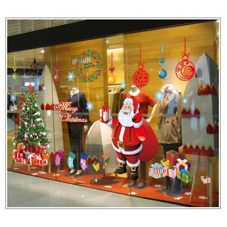 Vindusbilder av julenissen for dekorasjon av juleutstillingsvindu