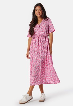 Pieces Pctala String Tie Midi Dress Hot Pink Klær