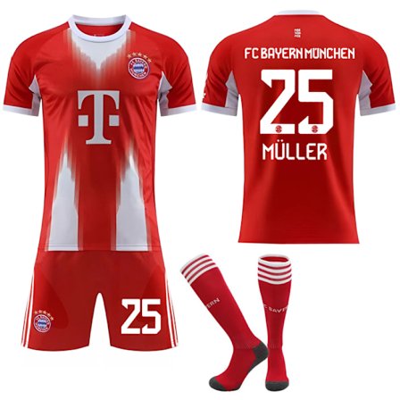 2025-2026 Bayern München Hemma Barn Vuxen Fotbollströja med Strumpor