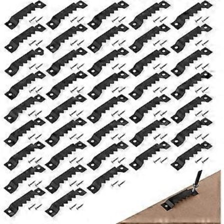 50 stk. savtakket kraftige billedophængskroge, savtakket billedophængskroge med dobbelte huller, savtakkede kroge, med skruer til vægophæng af fotos, 