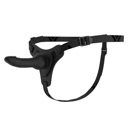 Svart Strap On Dildo for Kvinner Lesbisk Par Avtakbar Myk Silikondildo med Justerbar Sele