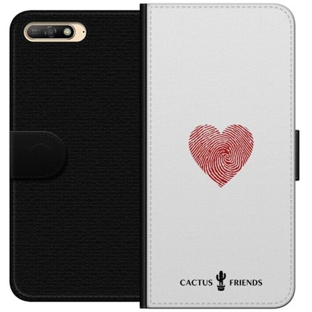 Kompatibelt Lommeboketui til Huawei Huawei Y6 (2018) Cactus and Friends - Fingerprint Love