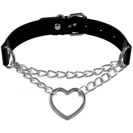 1 st svart läder choker O-ring vintage gotisk punk choker maskeradklänning rock