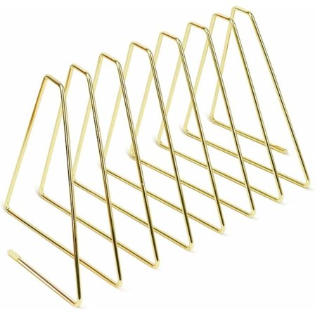 Bogstøtter, Metal Bogstopper, Trekantet Indtrækkelig Bogstøtte, Bogstøtter til Børn, Kontorer, Skoler, Stuer, Boghandel og Bibliotek (Guld) 17X17cm