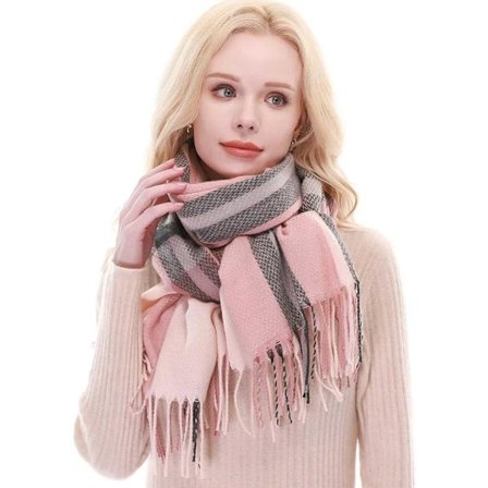 Vintertørklæde til kvinder, blødt, varmt, ternet, langt tørklæde, julegave