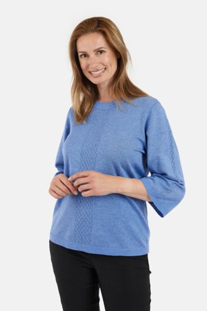 SIGNATURE - 3/4 Ærmet Strik - Mellem Blå