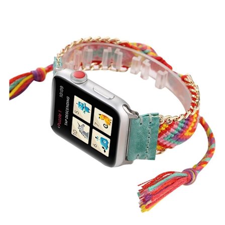 Apple Watch Series 4 44mm fashionabelt vävt klockarmband - Cyan