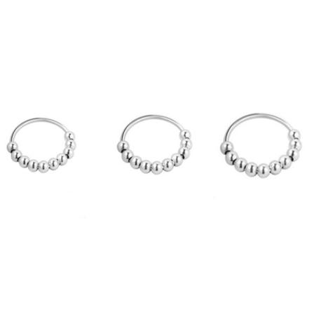 Anti-Stressringar med roterbara pärlor Silver 3 storlekar 3-pack