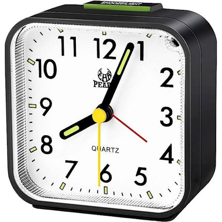 Tyst analog väckarklocka utan tickande, kvartsväckarklockor