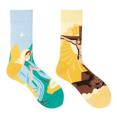 5 par Många stilar av AB-strumpor asymmetriska kreativa trendiga strumpor roliga par mandarinanka färgade mellanhöga strumpor