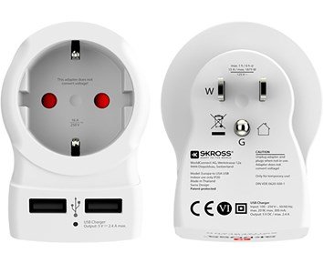 SKROSS-Country Travel Adapter - Europe to USA USB-Reiseadapter med 2 x USB-A-utganger for USA-Power-Reiseadaptere