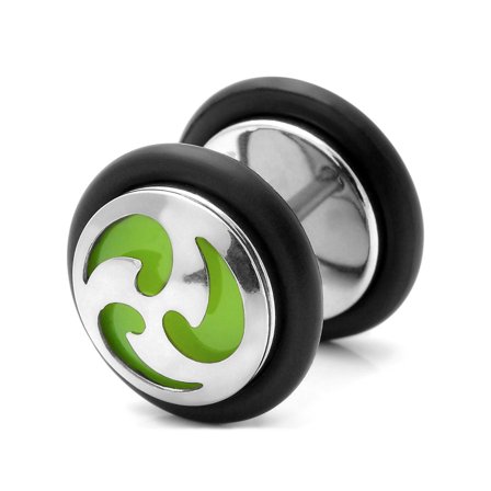 Sentio | Sølvfarvet & Grøn Rustfri Stål Tribal Ørestik til mænd - Ørestikker