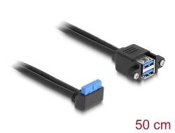 Delock Cable USB 5 Gbps pin fem.90°ang.-2xUSB 5 Gbps TypeA fem.50cm