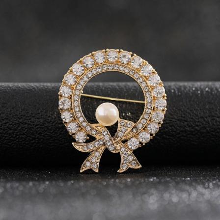 Rhinestone Bow Broche til Kvinder - Høj Kvalitet Koreansk Temperament Perle