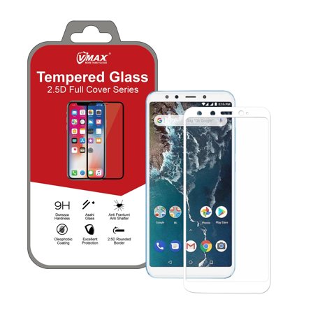 VMAX skjermbeskytter Xiaomi MI A2 Hvit, herdet glass