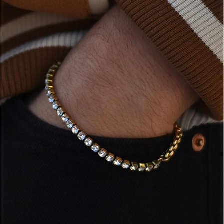 Amager | Bracelet en acier inoxydable argenté avec zircones pour hommes - Bracelets en acier - pour Hommes - Lucleon