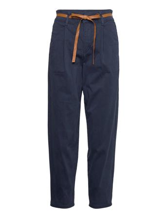 Crtula Ankl Twill - Mom Fit Suoralahkeiset Housut Sininen Cream
