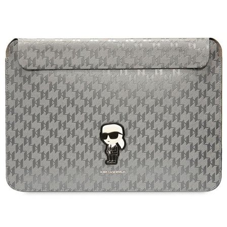 Karl Lagerfeld Saffiano Monogram Ikonik-etui for en 14" bærbar datamaskin - sølv