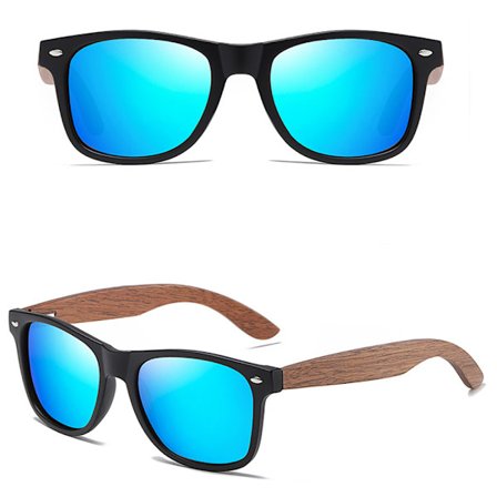 Polariserede solbriller med stel i valnøddetræ
