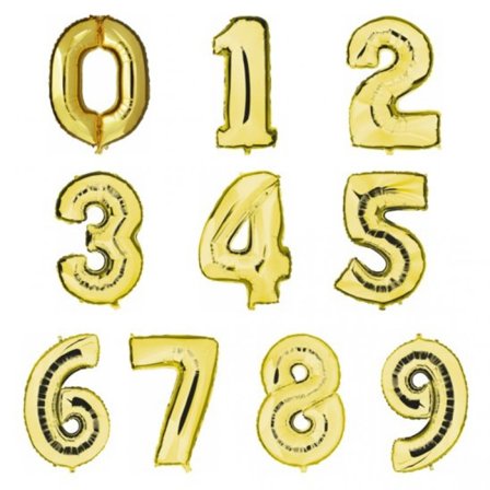 Helium ballong nummer gull - 102 cm Tallet 2