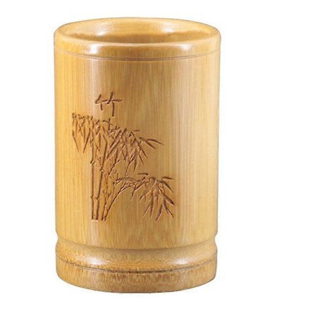 Pennhållare i bambu, tålig borstpennhållare, kreativ pennhållare för hem och kontor