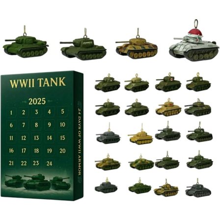 WWII Tank Julekalender med 24 2D Akryl Ornamenter[JSR]