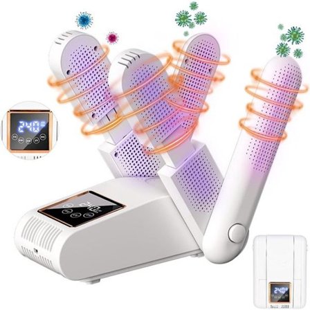 Sko tørker - Elektrisk skovarmer - Sammenleggbar skovarmer med timer og konstant temperaturkontroll - Antibakteriell - Hvit