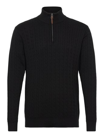 1/2 Zip Cable Knit Black Lindbergh