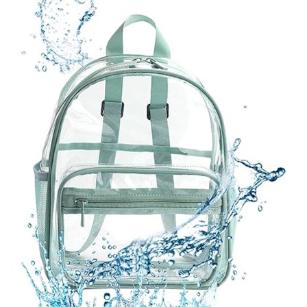 1 grønn vanntett gjennomsiktig ryggsekk stor kapasitet skole