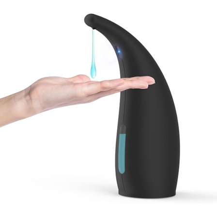 (300 ml - Sort) Automatisk sæbedispenser med 4 justerbare niveauer, elektrisk sæbedispenser med sensor, IPX6 vandtæt sæbedispenser til køkken og 