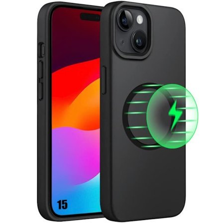 Cover til iPhone 15 - Silikonebeskyttelse - Ultra-Tynd - Kompatibel med Trådløs Opladning - Mat Sort