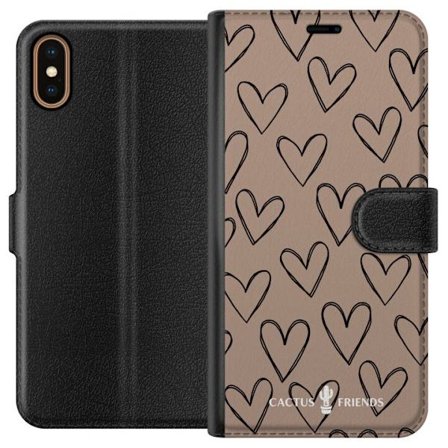 Kompatibelt Lommeboketui til Apple Apple iPhone XS Cactus and Friends - Earthy Sketch Hearts