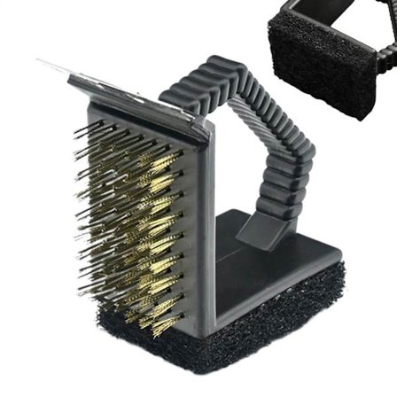 Grillbørste, kobbertrådsbørste, kobberbørster, vinkelret skraber til grill, rejser, picnic, camping