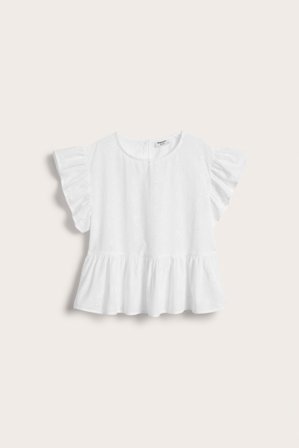Kappahl | Peplum-paita englantilaisella kirjonnalla | Valkoinen