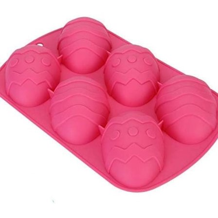 Påskeegg Sjokolade Silikonform, 6 Hulrom Non-stick Påskeeggformet Silikonform for Sjokolade, Kakao Bombs, Party Jelly.