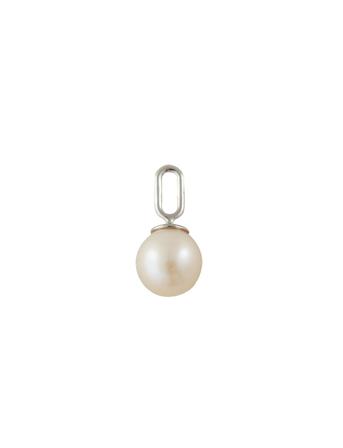 Pearl Drop Charm 8Mm Silver White Design Letters