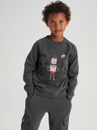 Polarn O. Pyret - Robot sweatshirt - 110 - Childrenswear - grey