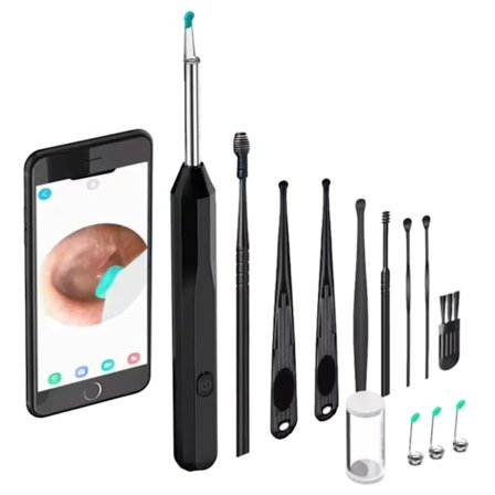 Öronrengörare med Kamera Trådlöst Otoskop Öronvaxborttagare Svart svart