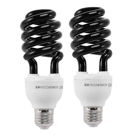 2x E27 40w Uv Ultrafiolett Fluorescerende Svartlys Cfl Lampe Lyspære 220v Form:spiral Watt Volt