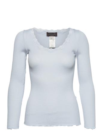 Silk T-Shirt W/ Lace Blue Rosemunde