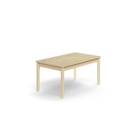 Bord DECIBEL, L1200 B700 H590 mm, lyddempende linoleum, bjørk/beige
