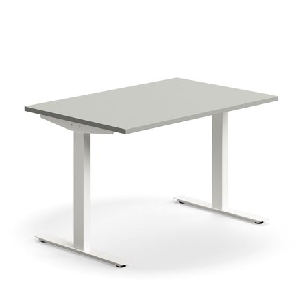 Desk QBUS, straight, 1200x800 mm, T-frame, white frame, light grey