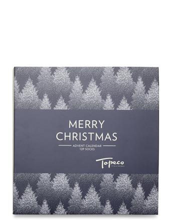 Xmas Calendar 12P Sock Forest Patterned TOPECO