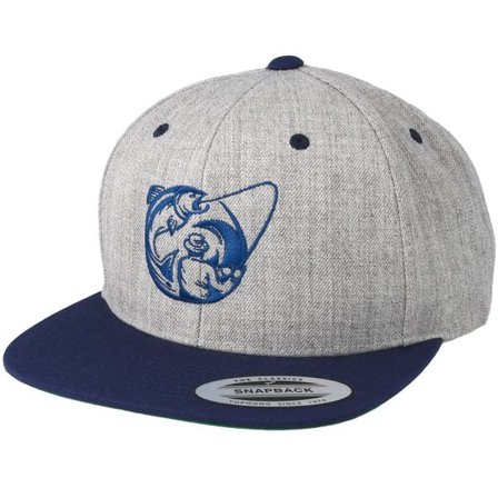 Hunter - Grå snapback Keps - Fishing Circle Grey/Navy Snapback @ Hatstore
