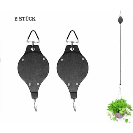 2 stk. blomsterkurv krog, løftetrisse, indtrækkelig krog, justerbar plante