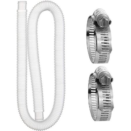 Slange for bassengutskifting, bassengslange med 2 metallkoblinger for overjordiske bassenger