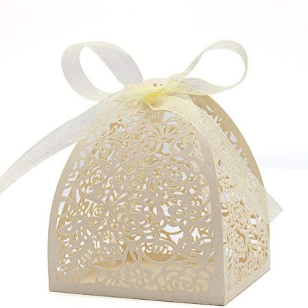 50 laserkuttede rosa godteribesker, 2,5" x 2,5" x 3,1" gaveesker, B