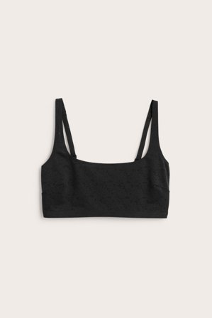 Kappahl | Stanik bez fiszbin, z rozciągliwej koronki. Czarne XL | Czarne