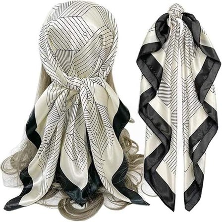 Satengskjerf for kvinner, silkemyke som bandanaer, hårbånd, halsduk, soveskjerf